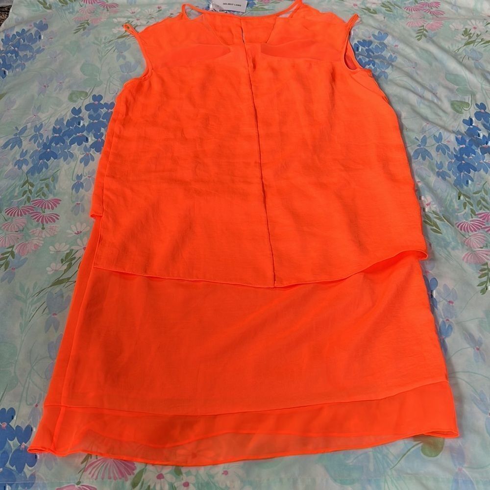 Helmut Lang Chroma Drape Neon Sunburn Silk Blend Strappy Mini Dress Size 2 NWT - Picture 14 of 14